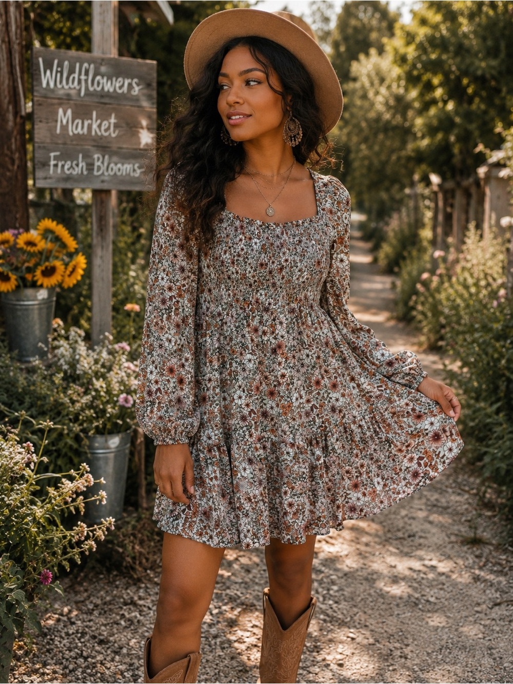 No Comment NY•LA Floral Smocked Mini Dress – Size Medium 🌸